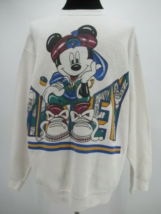 M7399 Vtg Hip Hop Mickey Mouse Graphic Sweatshirt Made In Usa Size Xl
