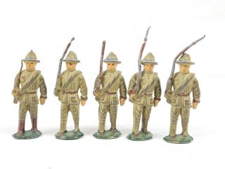 5x Vintage Barclay/manoil? Lead Soldiers With Rifles Guards Civil Confederate