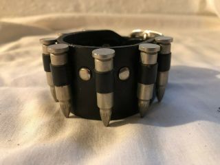 Vintage Bullet Wristband Bracelet Rock Gothic Black Leather Buckle