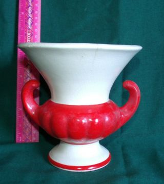 Vintage Red And White Flower Pot Planter Urn - Very Old Unique