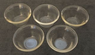 Set Of 5 Vtg.  Clear Pyrex Custard Cups 4 Oz 414 Made In Usa