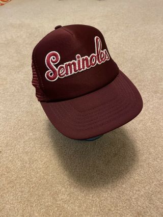 Vintage Florida State Seminoles Hat Cap Snapback Trucker Mesh Fsu Spell Out