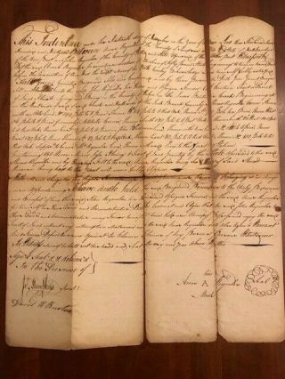 Rare 1791 Wake County North Carolina Land Deed,  John & Amos Reynolds Family,  Nc