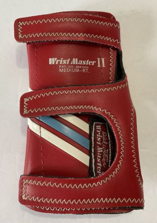 Vintage Wrist Master Ii Red Leather Bowling Glove Medium - Rt Dick Weber 4047250