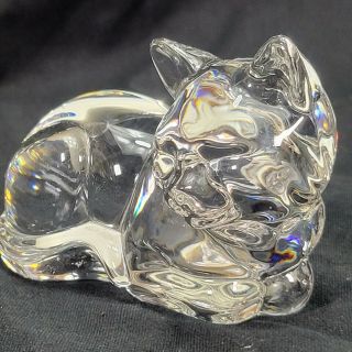 Vintage Princess House Pets 24 Lead Crystal Glass Sleeping Cat Kitten Figurine