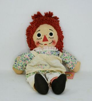 Vintage 15 Inch Raggedy Ann Doll By Knickerbocker With Dress And Tag