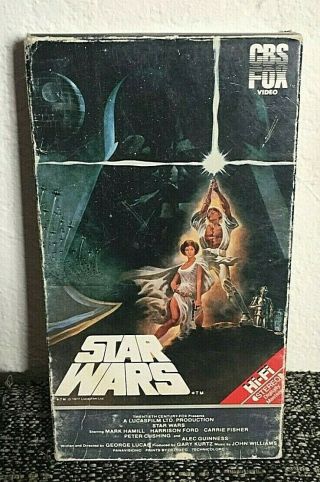 Vintage Star Wars 1984 Vhs Tape Rare Cbs Fox Video Red Label
