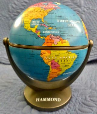 5 " Vtg Mini Desk Globe Hammond Swivel Tilt World Earth