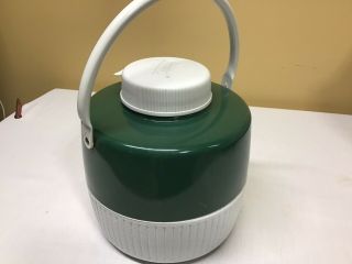 Vintage Coleman 1 - Gallon Green & White Water Cooler Jug w/Cup,  USA EUC 3