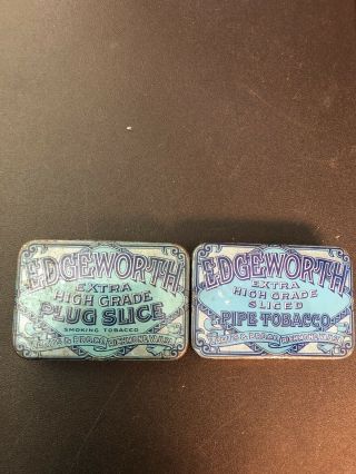 2 - Rare - Vintage - Pocket Size Edgeworth Extra,  Plug Slice,  Tobacco Tins