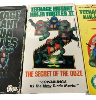 VTG Teenage Mutant Ninja Turtles Movie Movies 1 - 3 VHS Set TMNT VCR Tape 90s 3