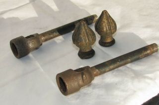 2 Antique Bronze - Brass Lamp Finials W/extensions Vintage Light Fixture Parts