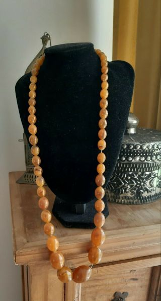 Vintage Butterscotch Amber Bakelite Bead Necklace