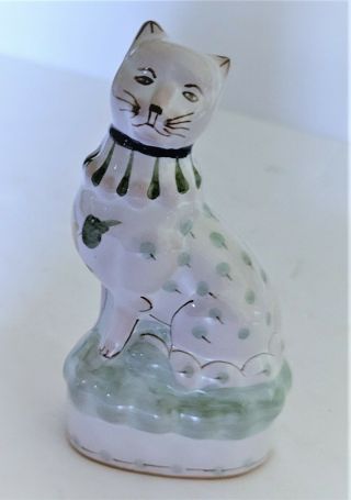 Vintage Antique Small Ceramic Cat Figurine Unique Old Folk Art.  Ceramic
