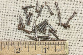 Old 1/2” Shoe Tacks Square Iron Nails 25 Brads Vintage Rubber Sole Heel Rusty