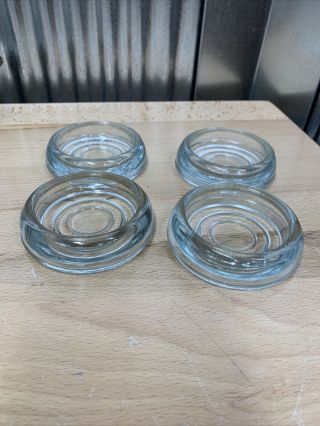 4 Vintage Clear Glass Floor Protectors For Furniture Legs Anchor Hocking