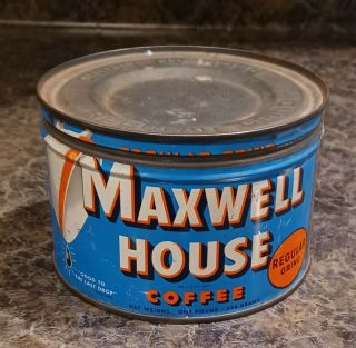 Vintage Maxwell House 1 Lb Coffee Tin Can W/ Lid Kitchen Decor