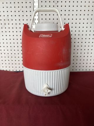 Vintage Coleman 2 - Gallon Red/white Water Cooler Jug Spout With Cup 3/83