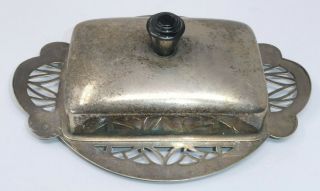 Vintage Silver Plated Butter Dish Lidded With Glass Insert