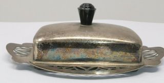 Vintage Silver Plated Butter Dish Lidded with Glass Insert 2