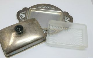 Vintage Silver Plated Butter Dish Lidded with Glass Insert 3