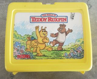 Vintage World of Teddy Ruxpin 1986 Yellow Plastic Lunchbox & Thermos 2
