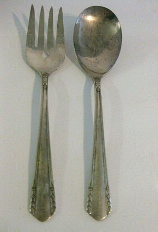 Vintage Oneida Wm A Rogers A1 Plus Silverware Serving Spoon & Fork Silverplate