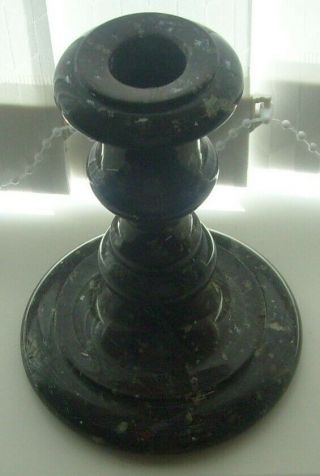 Antique Serpentine Marbled Candlestick - Victorian Cornish Heavy