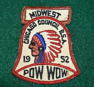 Vintage Boy Scout Patch - 1952 Midwest Disrict Pow Wow - Chicago Council