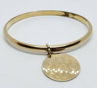 Vintage Signed B.  A.  Ballou Co 12k Gold Filled Monogram Charm Bangle Bracelet