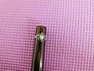 Vintage Sterling Silver Flower Ring With Turquoise Size 6.  25
