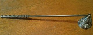 Vintage Pewter Hinged Candle Snuffer,  10 " Handle