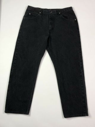 Vtg Wrangler Mens Jean Pants Black Size 36 Waist X 30 Inseam Durable Cotton