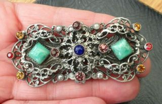 Vintage Jewellery Art Deco Czech Peking Glass Paste Belt Buckle - Max Neiger