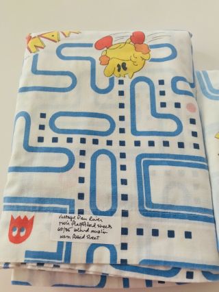 Pac Man Twin Flat Bed Sheet Vintage Arcade Video Games Dan River