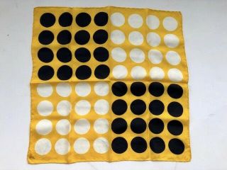 Vintage Echo 18 " X 18 " 100 Silk Scarf Black Yellow White Polka Dots