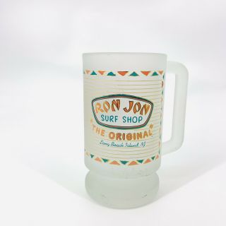 Vintage Ron Jon Surf Shop Frosted Beer Mug Drink Glass Long Beach Island Nj