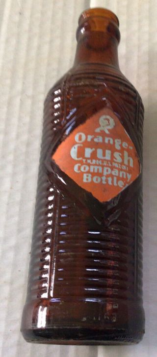 Vintage Orange Crush Ribbed Amber Bottle