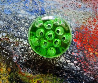 Vintage Green Depression Glass 11 Hole Flower Frog