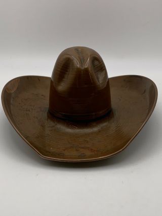 Vintage Copper 10 Gallon Cowboy Hat Ashtray Blue Band Wildwood
