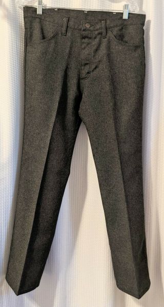 Vintage Made In Usa Wrangler 100 Polyester Pants Gray Mens Tag Size 34x30 Slack