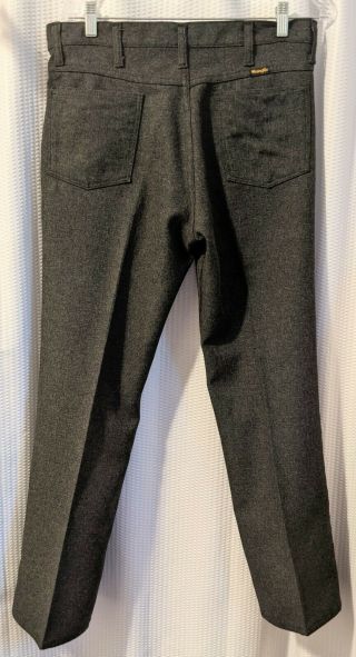 Vintage Made in USA Wrangler 100 Polyester Pants Gray Mens Tag Size 34x30 Slack 2