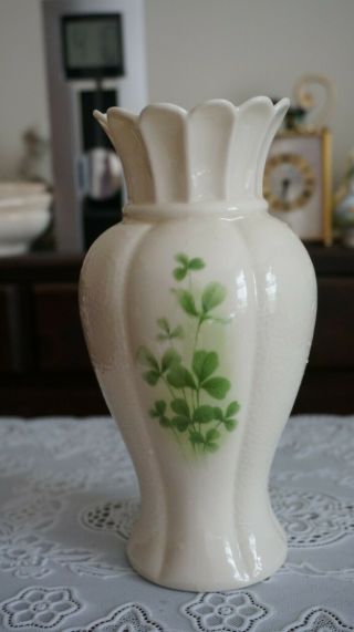 Vintage Irish Parian Donegal China Shamrocks Pattern Vase,  Ireland