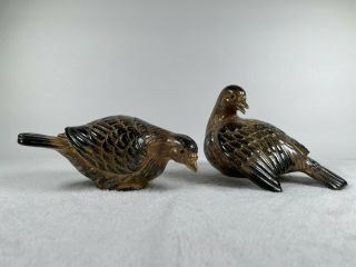 Vintage Omc Japan Otagiri Mid Century Ceramic Birds Sparrows (2) Brown Black