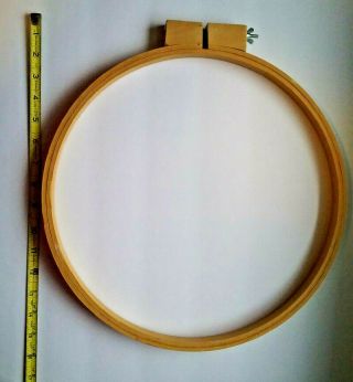Vintage 14 " Round Wood Embroidery Cross Stitch Quilting Hoop Wing Nut Closure