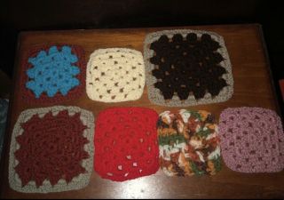Vintage Crochet Hot Pad Pot Holders Handmade Crocheted Set Of 7 Kitchen