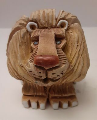 Vintage Artesania Rinconada Hand Carved Clay Lion Figurine Uruguay