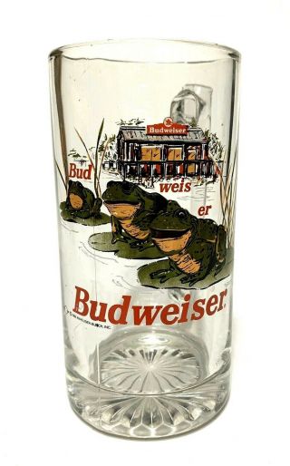 Vtg 1996 Collectible Budweiser Frogs Bud - Weis - Er 12 Oz Glass Beer Mug Stein