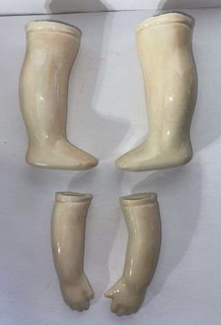 Vintage Porcelain Doll Parts Arms 3” Legs 3.  25”