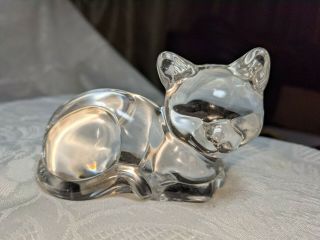 Vintage Princess House Pets 24 Lead Crystal Glass Sleeping Cat Kitten Figurine